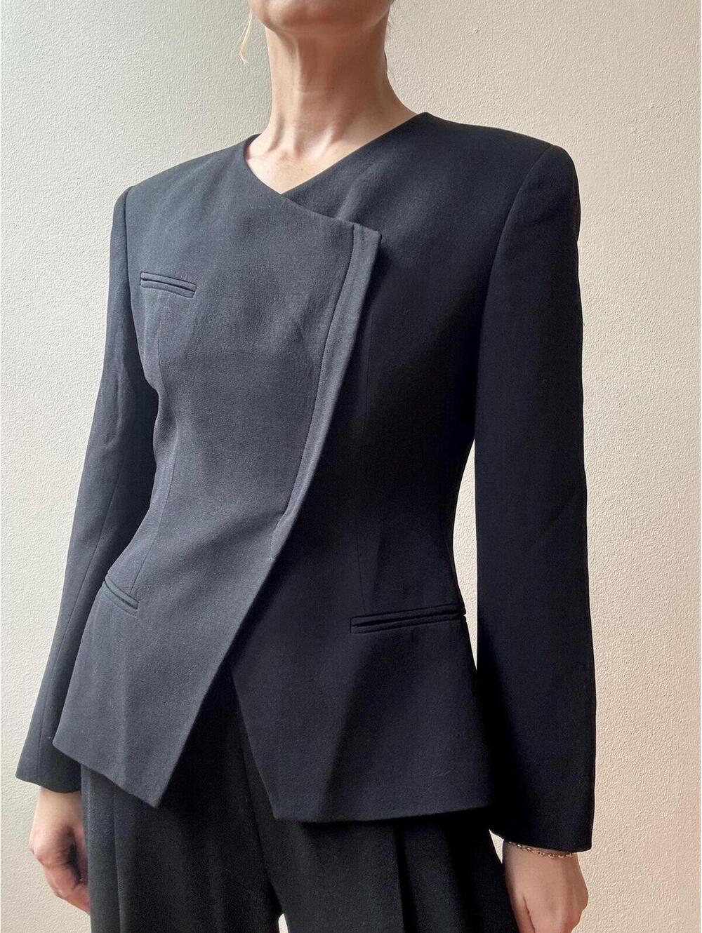 Vintage 1990s Black Giorgio Armani Zippered Blazer